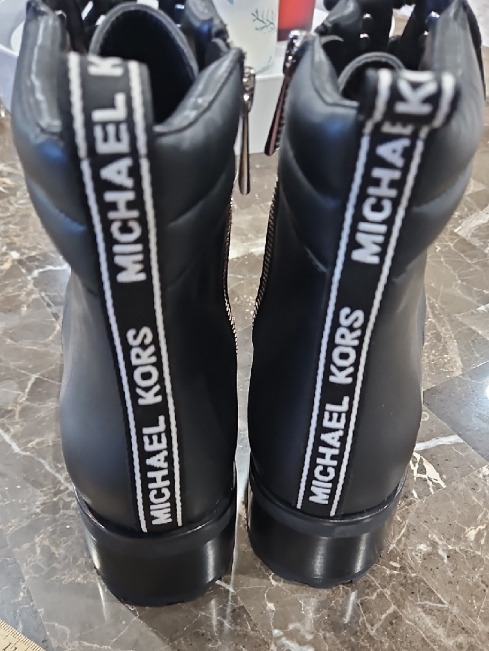 Michael Kors Black Lace-Up Ankle Boots with Side Zip and Stud Accents - Picture 8 of 8
